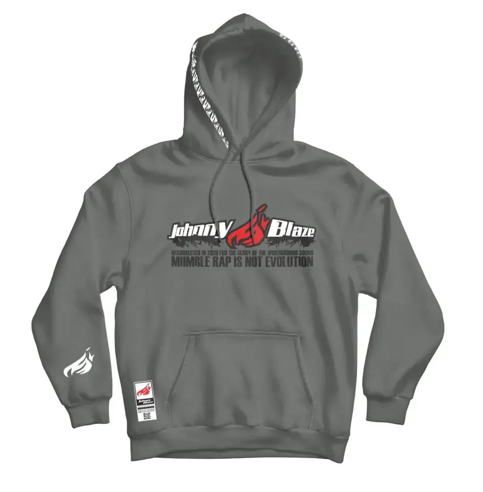 Hanorac Johnny Blaze - Mumble rap is not evolution [ Black Grey / Glow in the Dark ] Editia 2 stoc