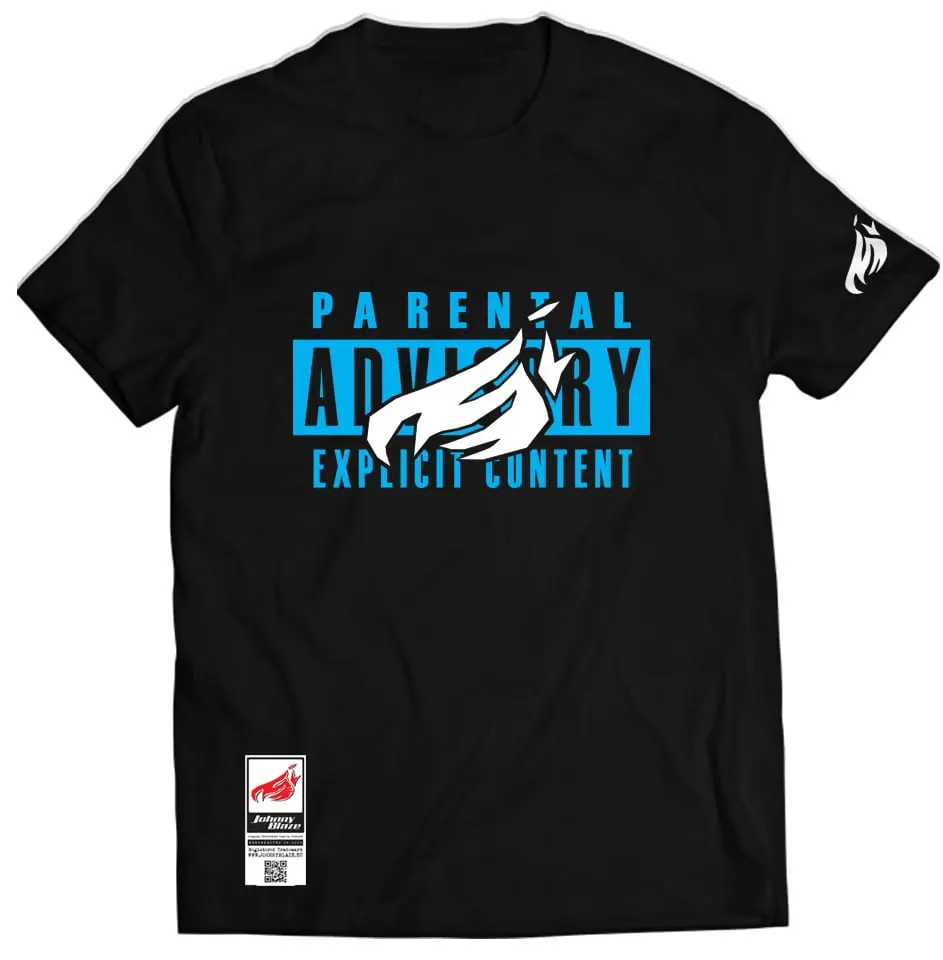 Tricou Johnny Blaze - Parental Advisory Explicit Lyrics [ Black Blue ] Editia 3 stoc